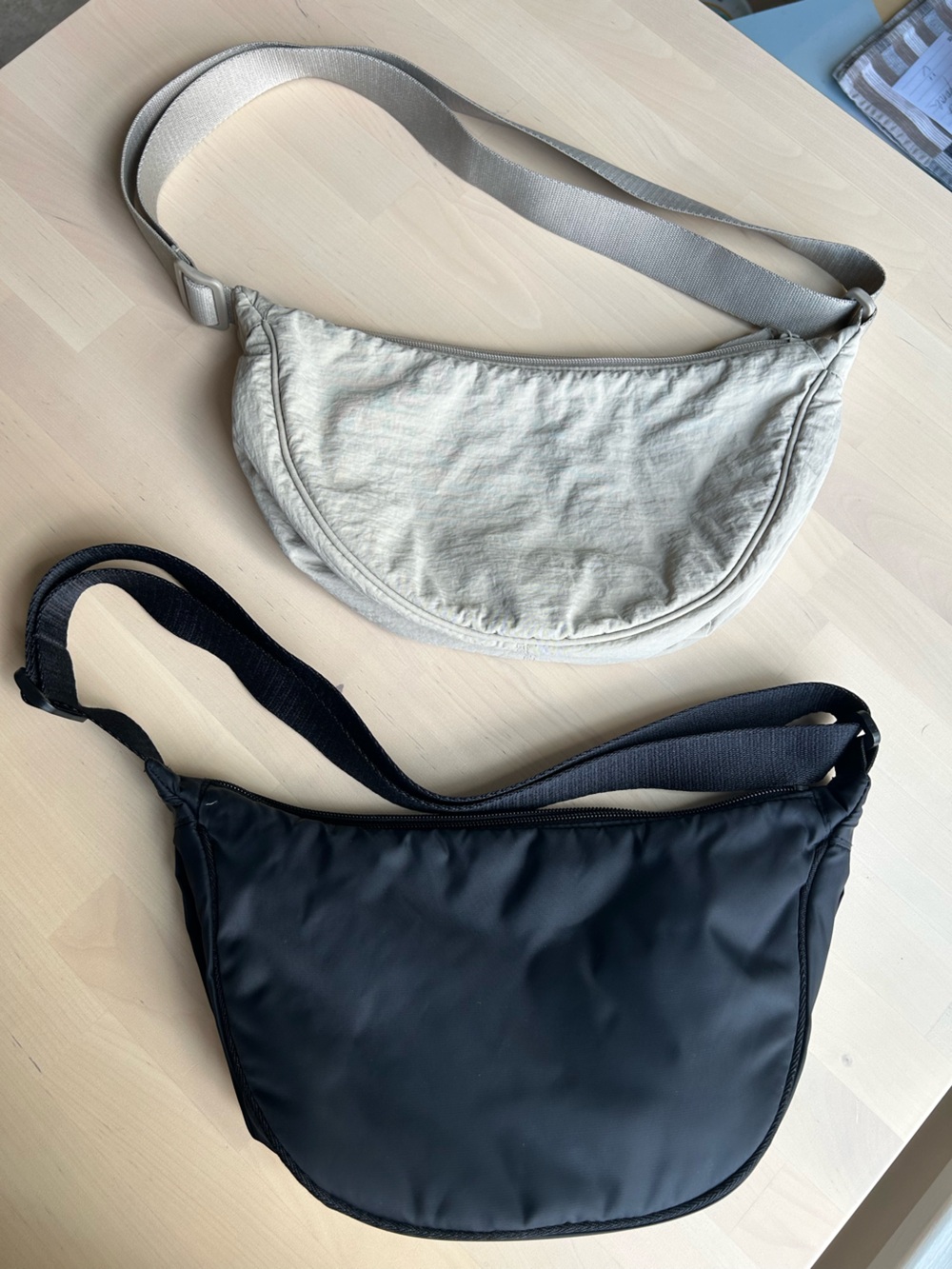 2 Crossbody Sling Bags Bundle – Uniqlo + 32 Degrees Cool - light beige and black